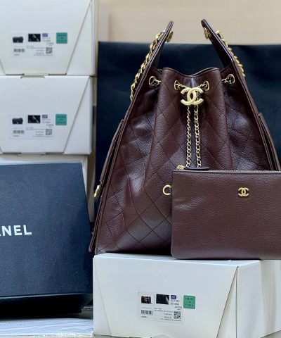 Chanel 25 Medium Bag Brown - fake chanel 25 medium brown front view